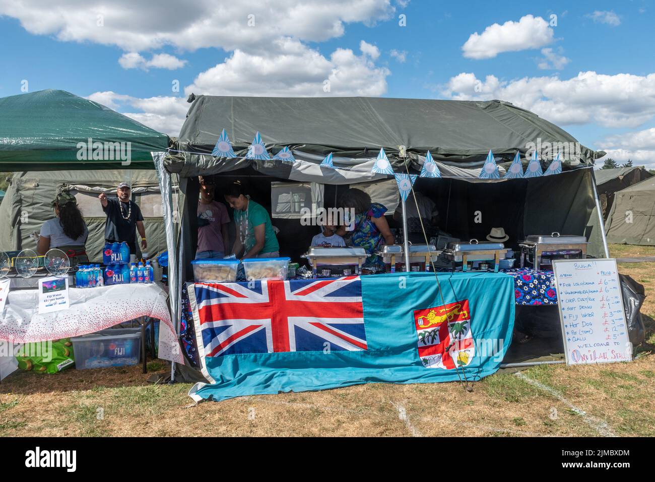 Festival Bula en Aldershot, Hampshire, Inglaterra, el 5th de agosto de 2022. Una celebración de la cultura de Fiji, especialmente en el ejército británico. Foto de stock