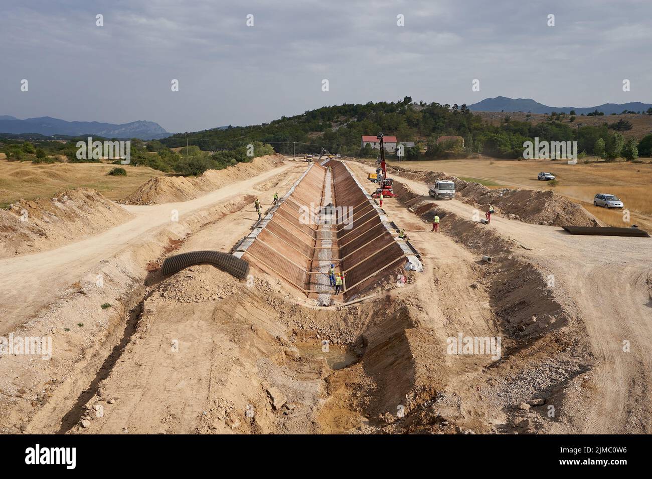 Construcción de canales de agua Foto de stock