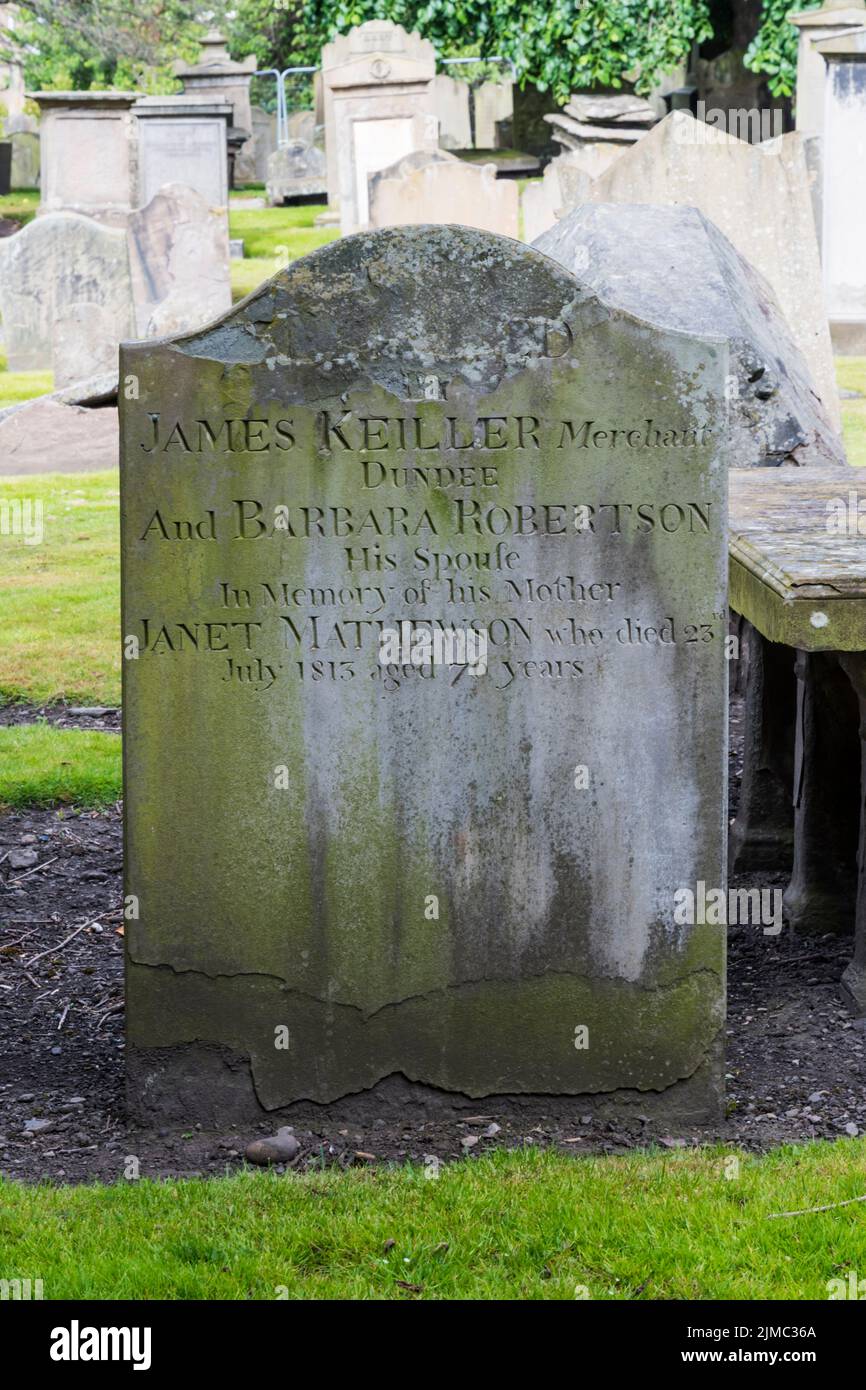 Grave of James y Janet Keiller (nee Mathewson) creadores de la mermelada de Keiller, que se cree que fue la primera mermelada comercial en Gran Bretaña. Foto de stock