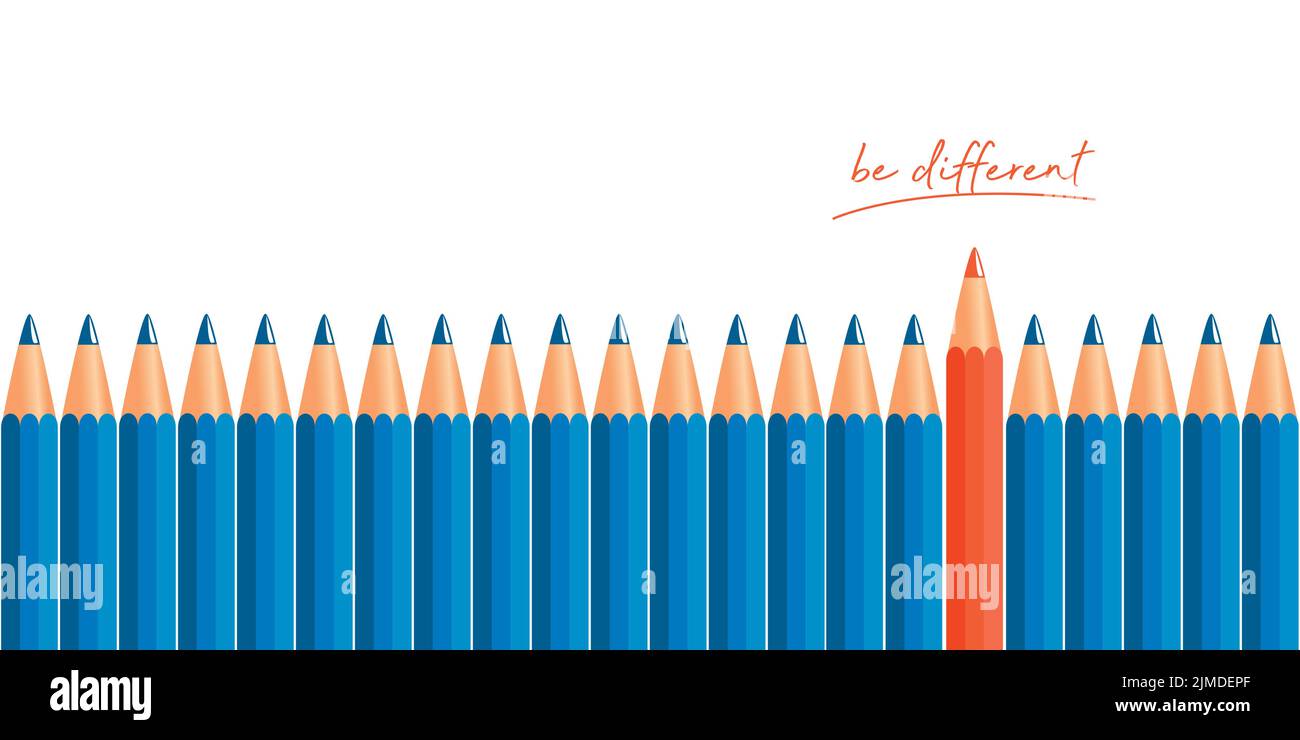 los lápices de color azul y naranja deben ser diferentes sobre fondo blanco Ilustración del Vector