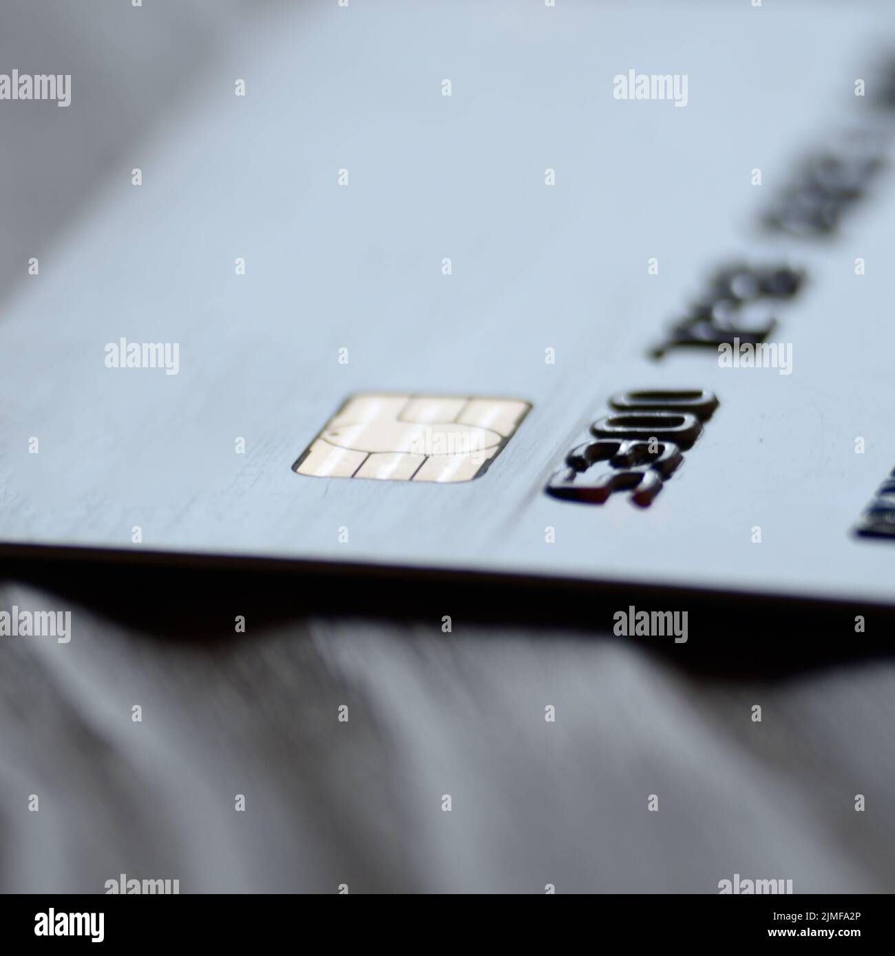 Fotografía macro de tarjeta de crédito o débito con espacio para texto Foto de stock