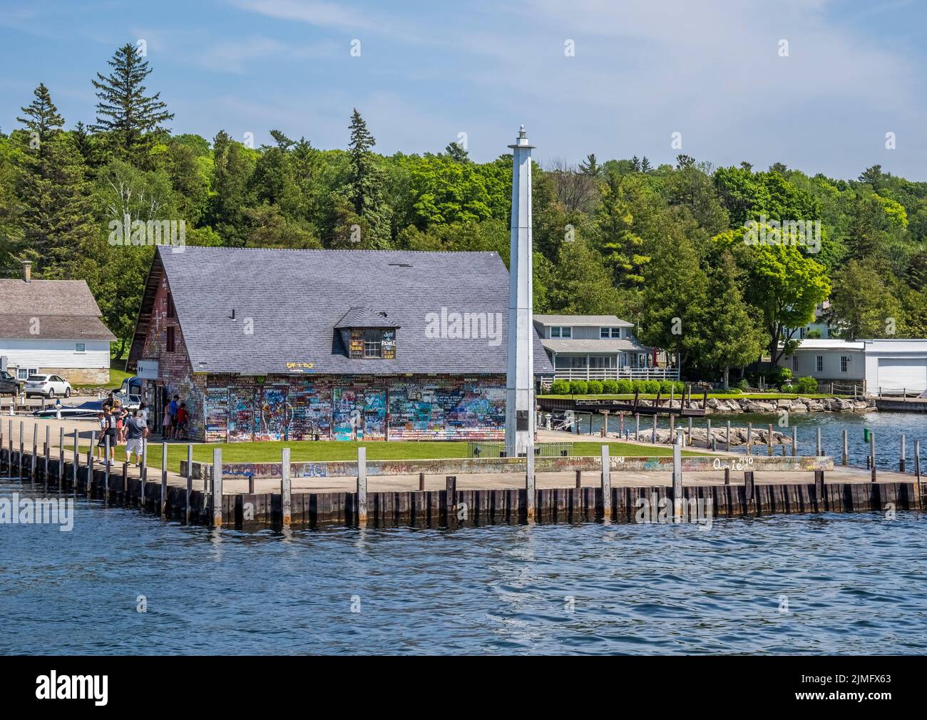 Anderson Dock y Marina en el Distrito Histórico de Anderson en el Lago Michigan en el pueblo de Efraín en el Condado de Door Wisconsin USA Foto de stock