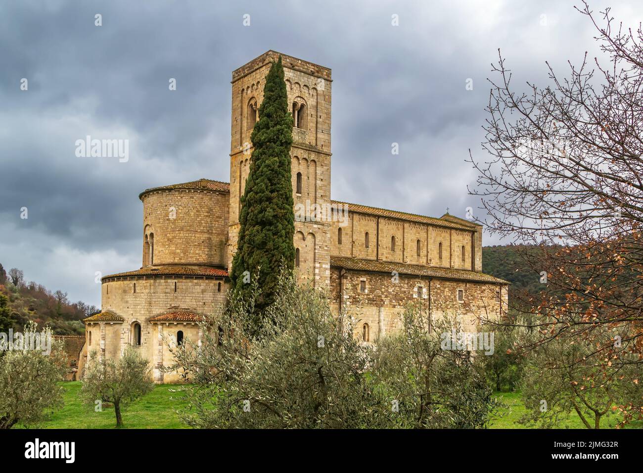 Abadía de Sant Antimo, Italia Foto de stock