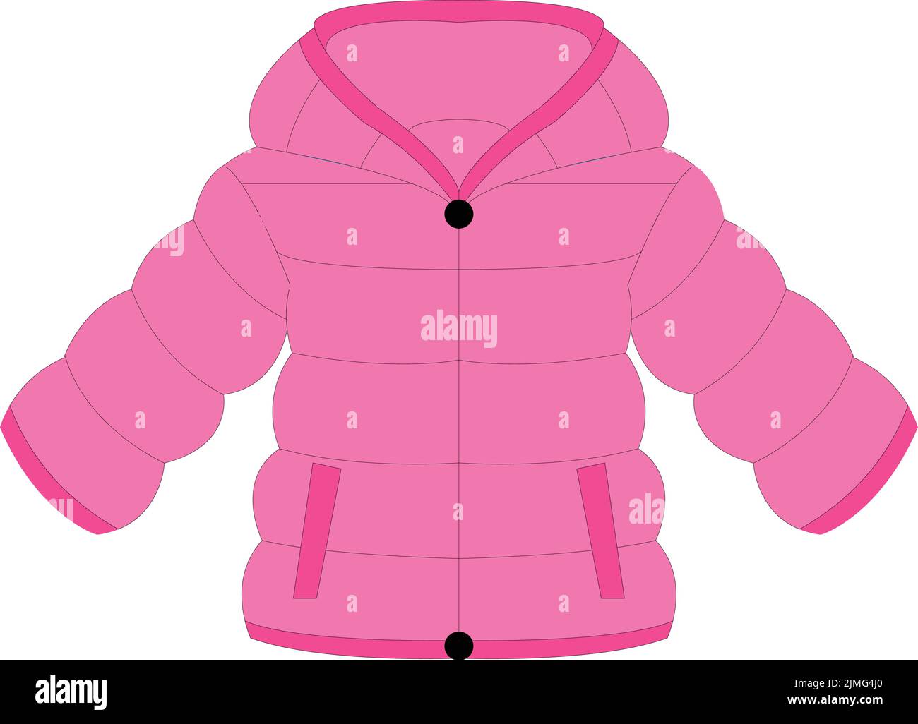 Ilustración vectorial de una chaqueta acolchada rosa aislada sobre un