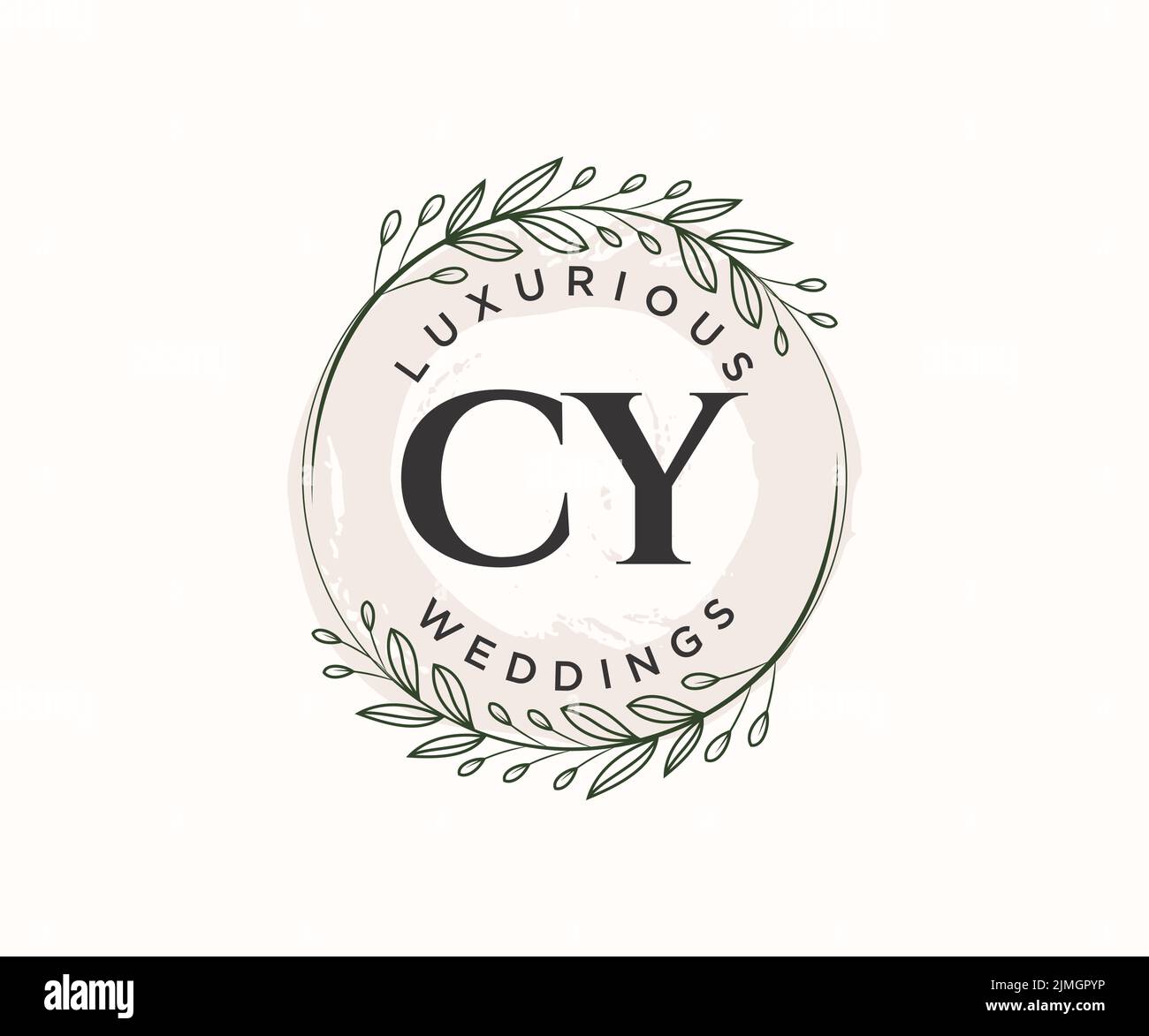 Carta de iniciales de CY Plantilla de logotipos de monograma de boda, trazados a mano modernos minimalistas y florales para tarjetas de invitación, Guardar la fecha, elegante Ilustración del Vector