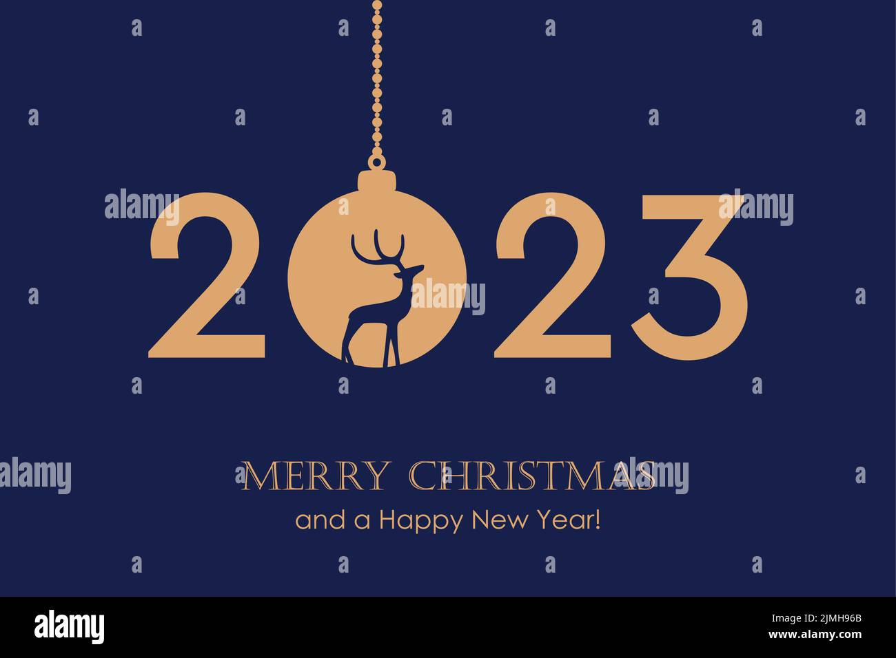 Feliz año nuevo 2023 tipografía con la bola de navidad colgante vector ilustración EPS10 Ilustración del Vector