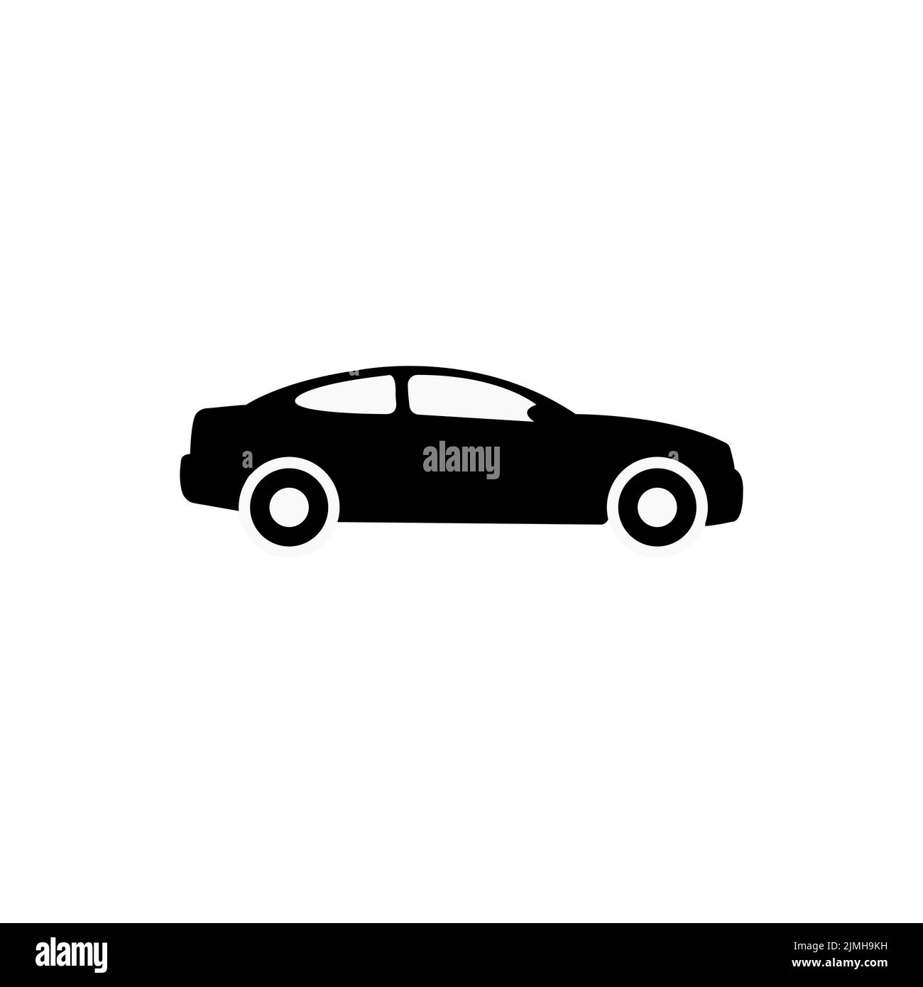 Coche. Icono monocromo. Ilustración de icono de coche. Simple símbolo gris plano sobre fondo blanco con sombra Ilustración del Vector