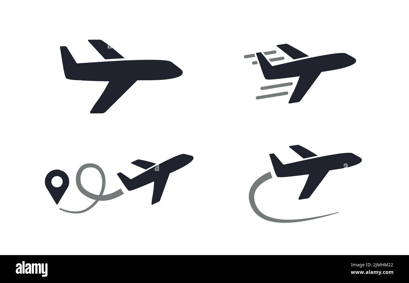 Icono de vector de vuelo de avión o avión Ilustración del Vector