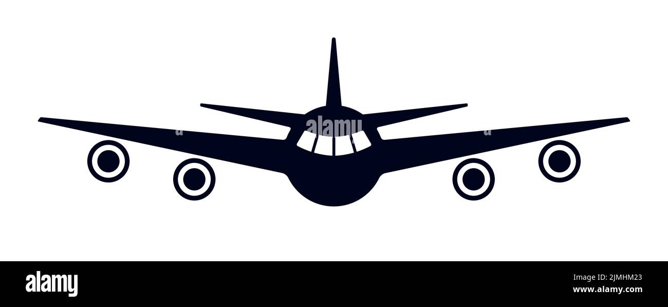 Símbolo de vista frontal de avión Icono de plano o ilustración de vector de aeronave Ilustración del Vector
