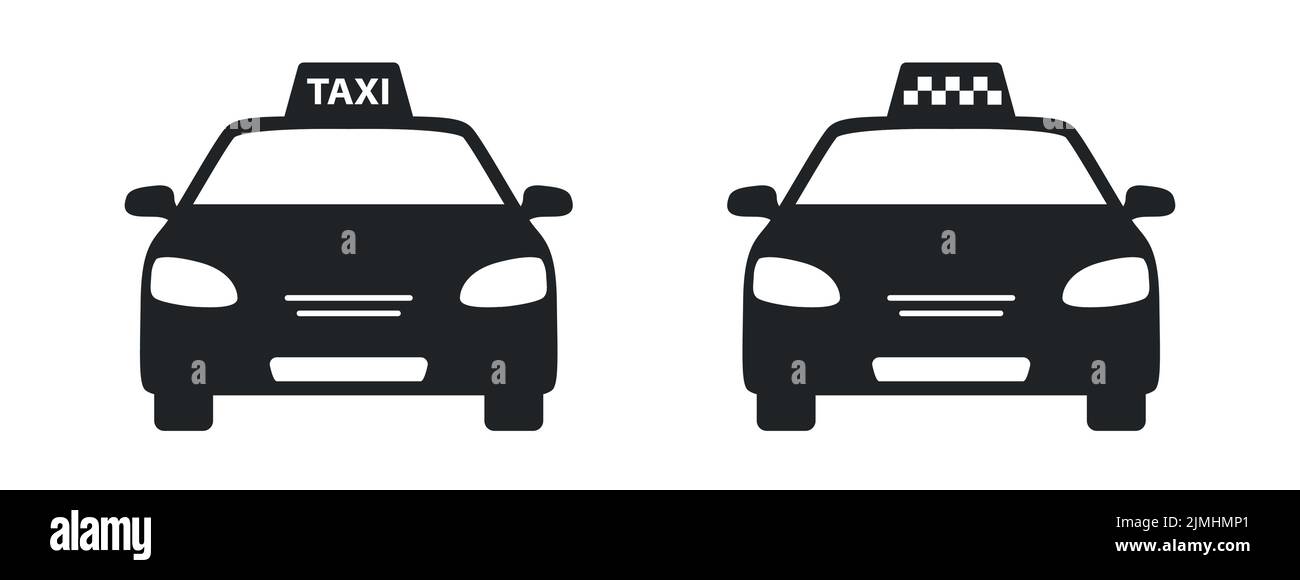 Taxi ciudad taxi y coche con la señal de taxi o el icono de ilustración de vector de taxicab Ilustración del Vector