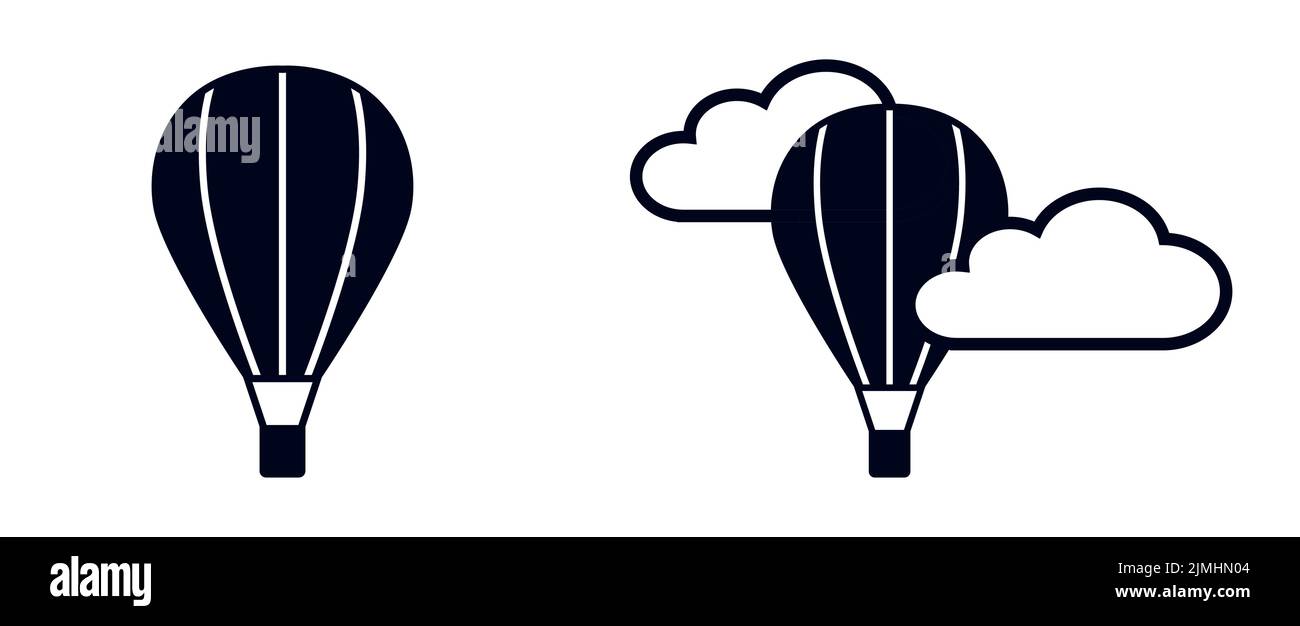 Globo de aire caliente en el icono de vector nubes Ilustración del Vector