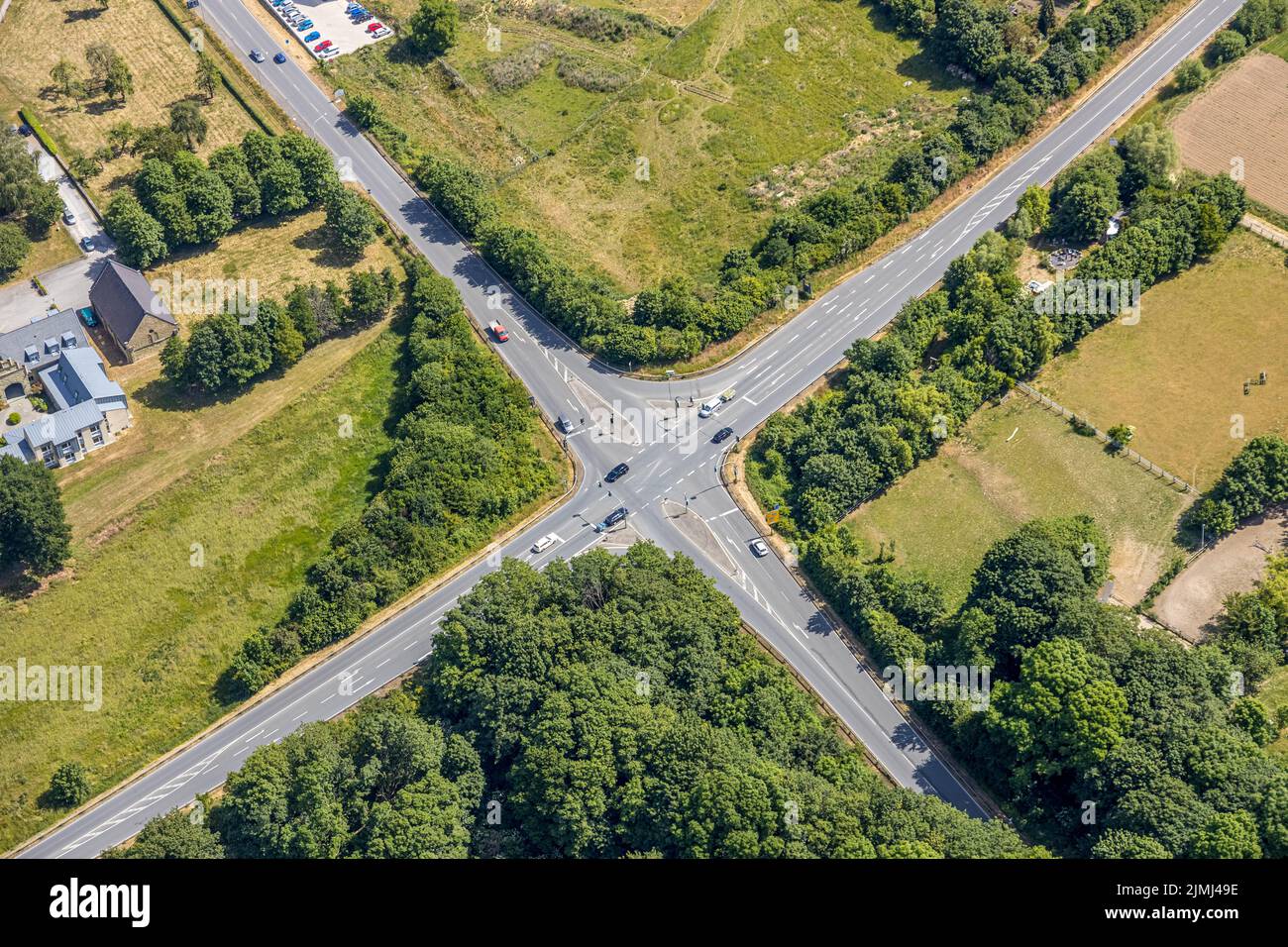 Vista aérea, intersección Wickeder Straße - Landstraße l969 , Werl, Soester Börde, Renania del Norte-Westfalia, Alemania, Soester, Börde, DE, Europa, aves- Foto de stock