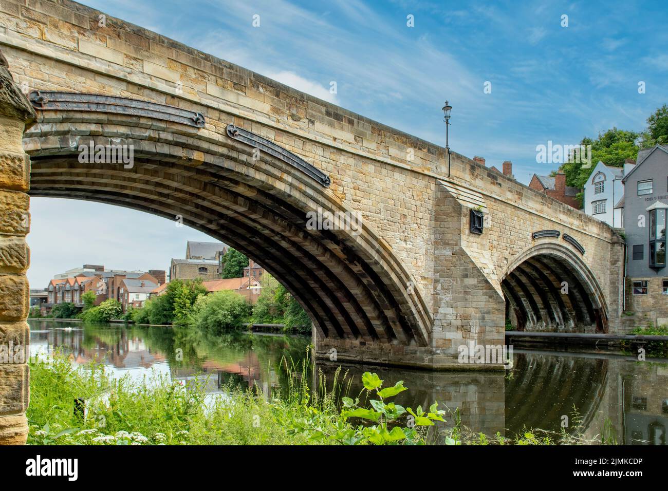 Framwellgate Bridge and River Wear, Durham, Inglaterra Foto de stock