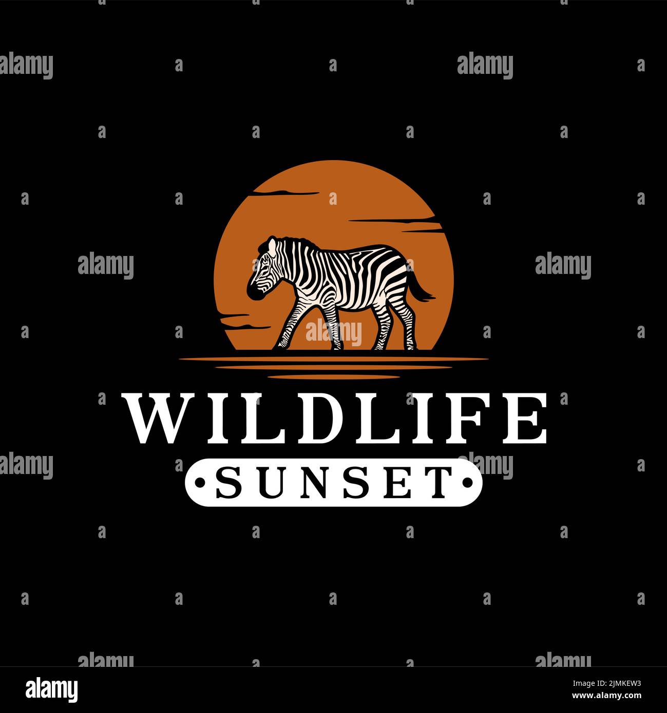Inspiración en el diseño del logotipo Beauty Zebra at Sunset Ilustración del Vector