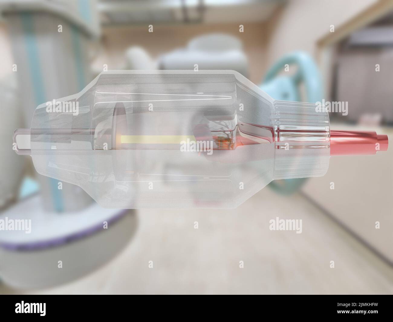 Imagen renderizada 3D del tubo de rayos X para generar haz de rayos X