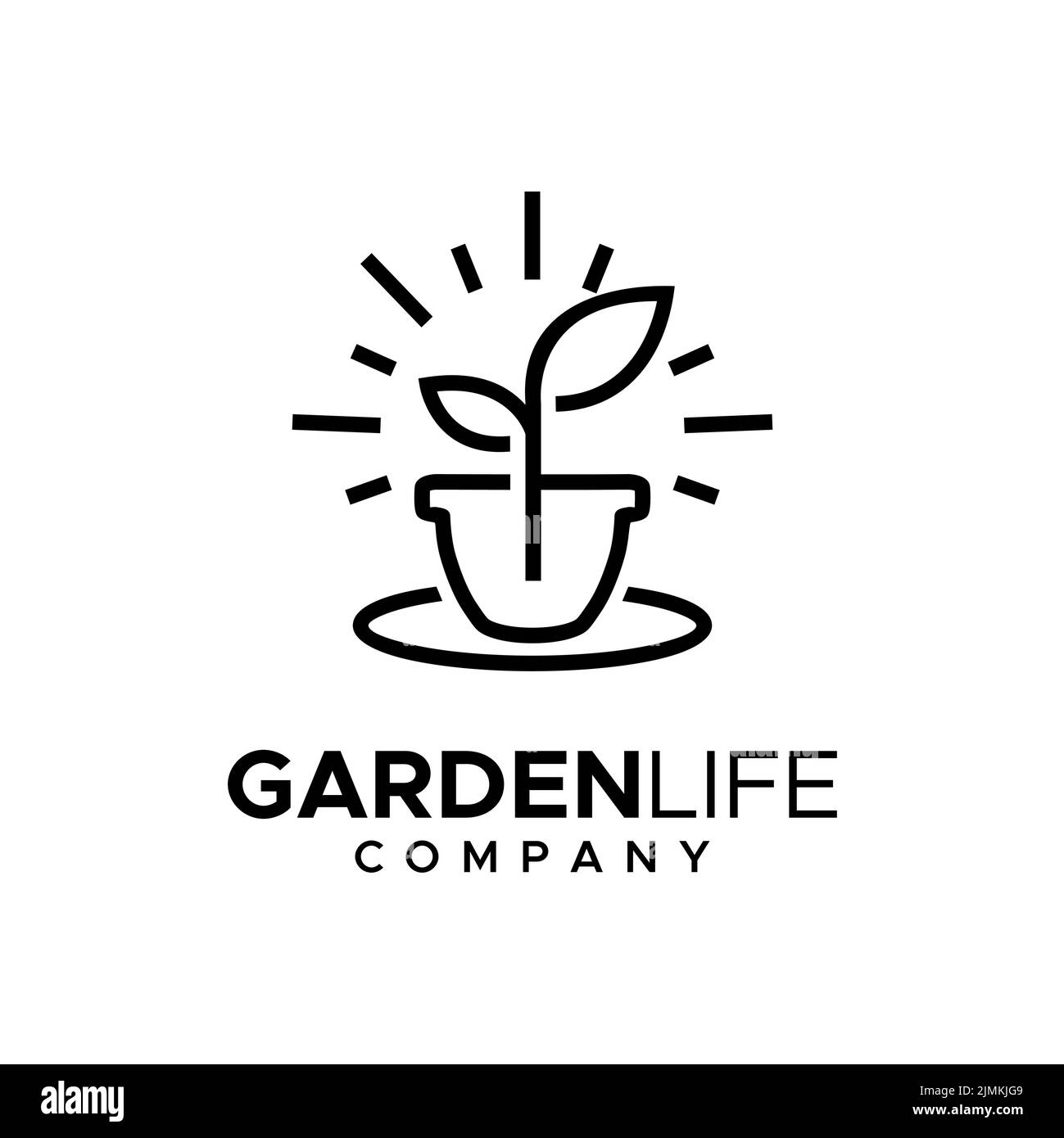 Planta Hoja Flor Pot para Jardín Plantación Cultivación Granja Diseño de logotipo Ilustración del Vector