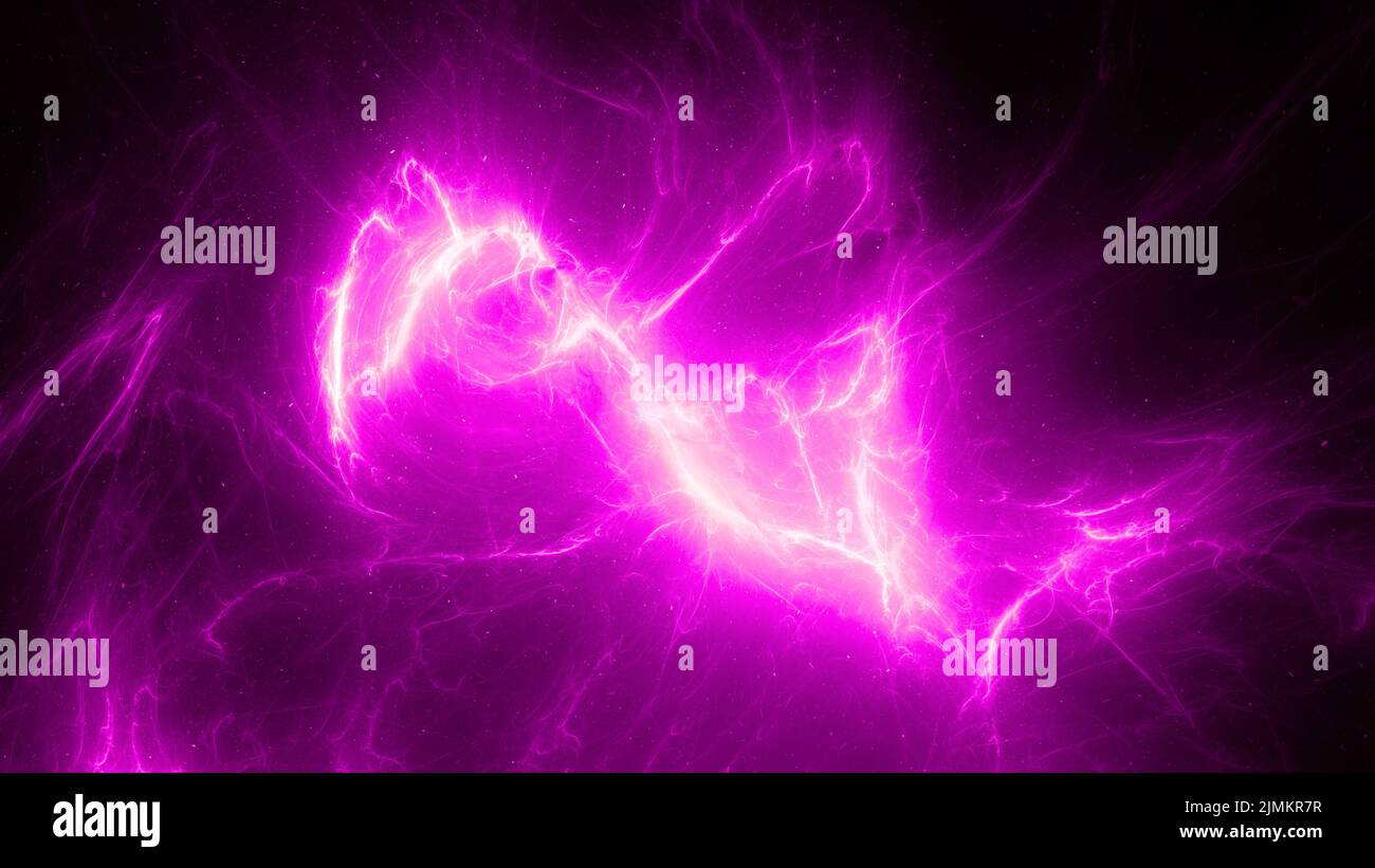 Campo de energía de plasma de alta energía rosa brillante en el espacio, fondo abstracto generado por ordenador, representación 3D Foto de stock