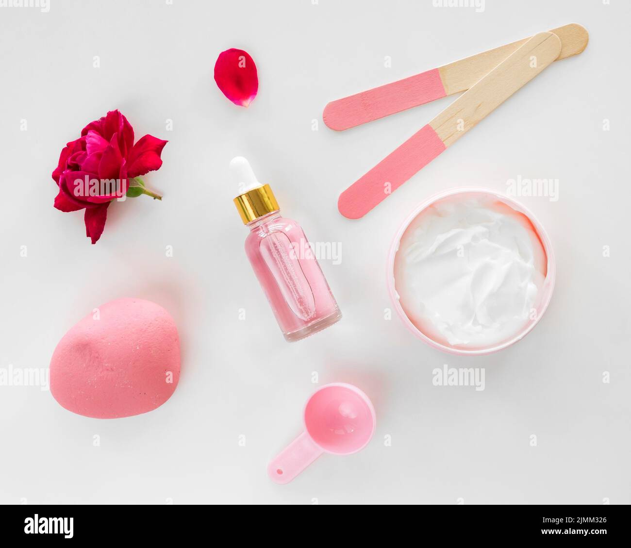 Productos de rosas belleza y salud concepto de spa Foto de stock