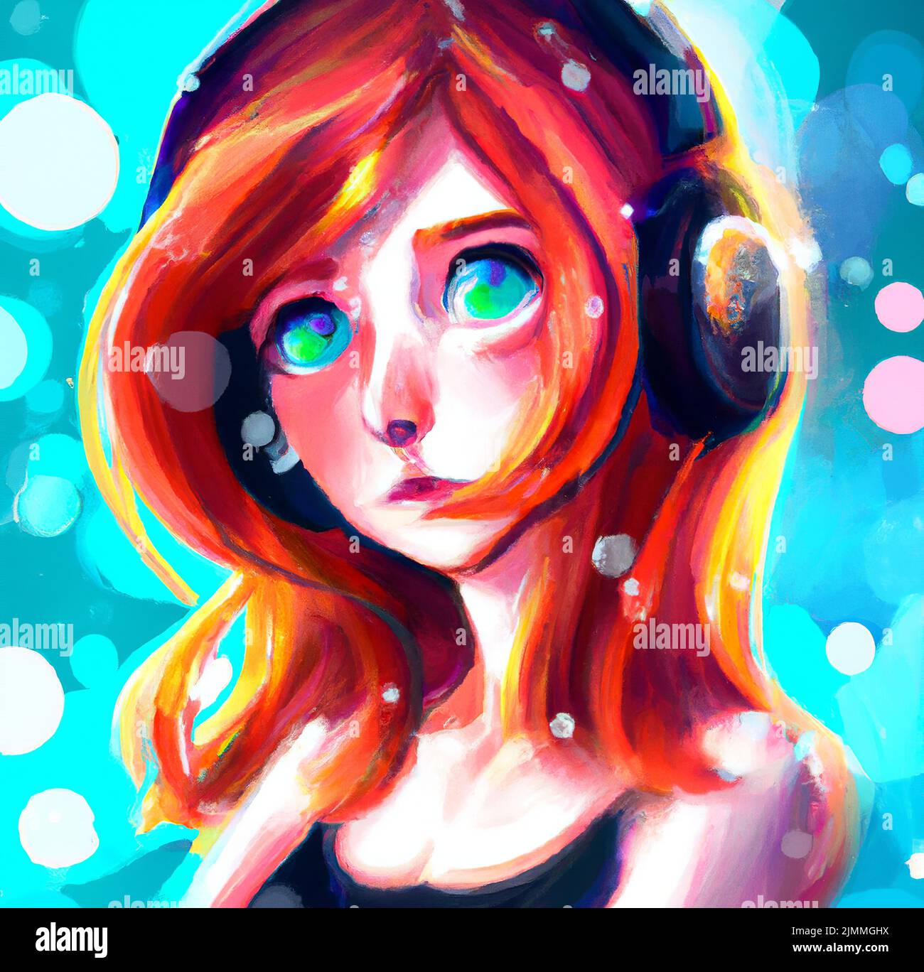 Pintura Digital Bonito Anime Linda Menina Em Estilo Fantástico