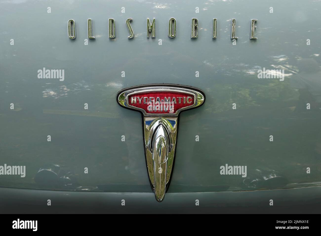Oldsmobile, Logotipo, Insignia, Clásico, Americano, Coche, Unidad Hidromática Foto de stock