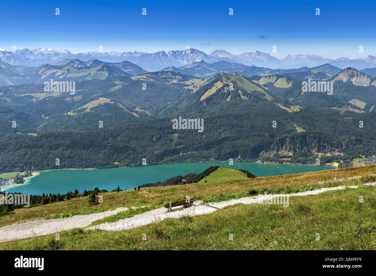 Vista desde la montaña Schafberg, Austria Foto de stock
