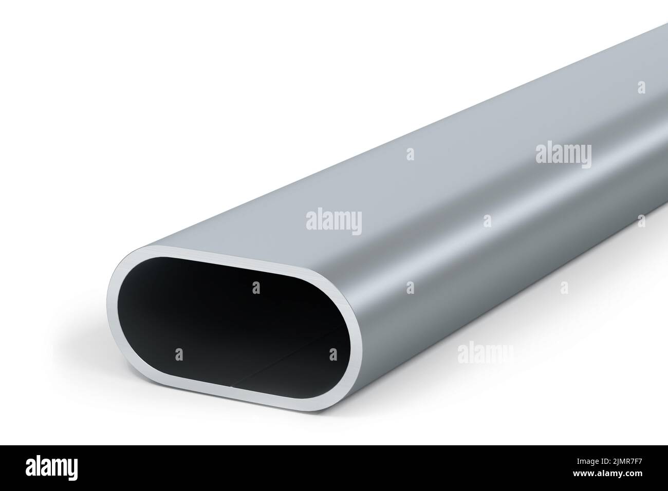 Primer plano del tubo de acero ovalado sencillo: Ilustración 3D Foto de stock