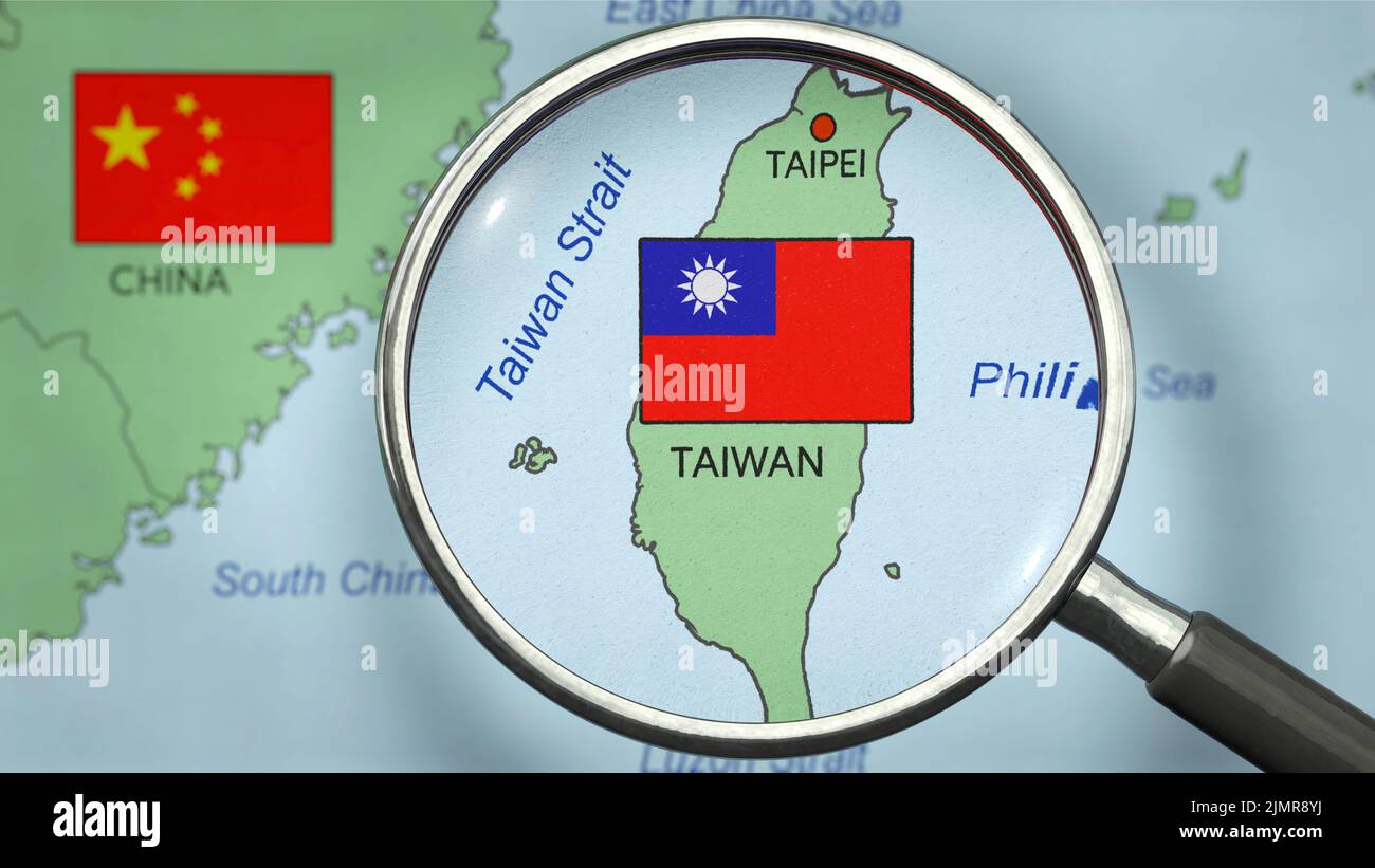 En foco: Conflicto entre China y Taiwán Foto de stock