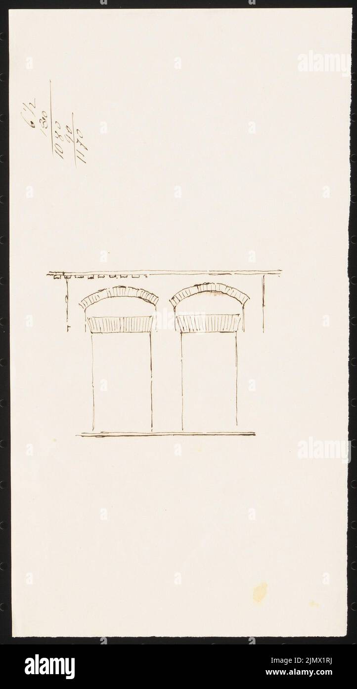 Quast Ferdinand von (1807-1877), detalle de fachada (sin dat.): Torneado con cálculo. Tinta sobre papel, 22,1 x 12,3 cm (incluidos los bordes de escaneo) Quast Ferdinand von (1807-1877): Fassadendetail Foto de stock