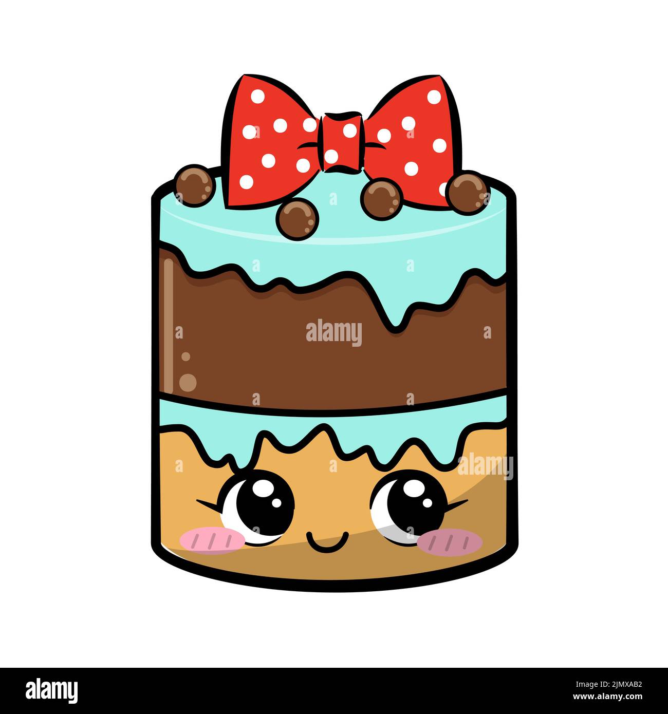 Lindo pastel dulce kawaii en estilo garabato. Ilustración vectorial