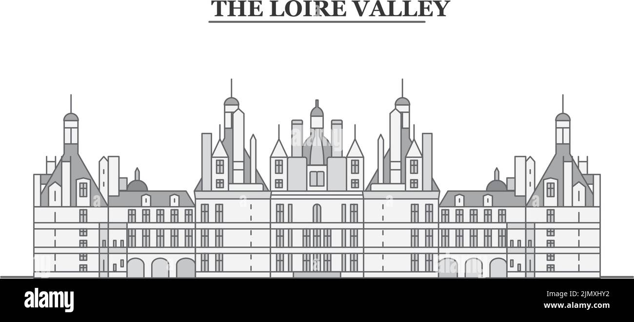 Francia, el horizonte de la ciudad del Valle del Loira ilustración de vectores aislados, iconos Ilustración del Vector