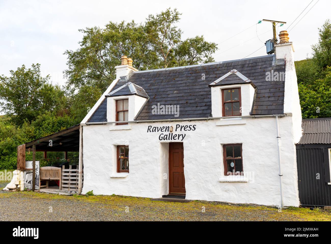Raven Press Gallery, estudio de arte en la Isla de Skye para fotógrafo y artista local, Escocia, Reino Unido, verano de 2022 Foto de stock