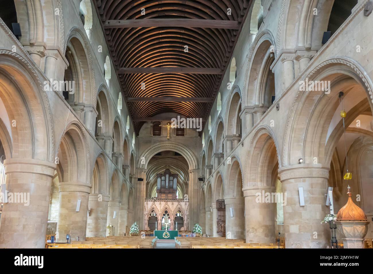 Inglaterra, Nottinghamshire, Southwell, interior de Minster Foto de stock
