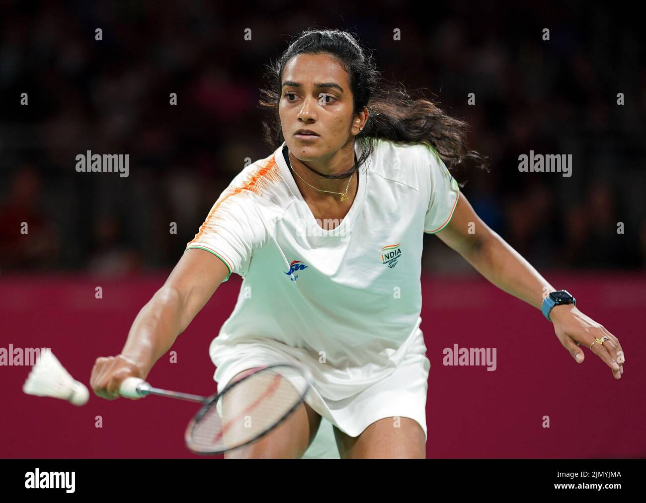 La india Venkata Pusarla durante el partido Women's Singles Gold Medal en el NEC el día once de los Juegos de la Commonwealth 2022 en Birmingham. Fecha de la foto: Lunes 8 de agosto de 2022. Foto de stock