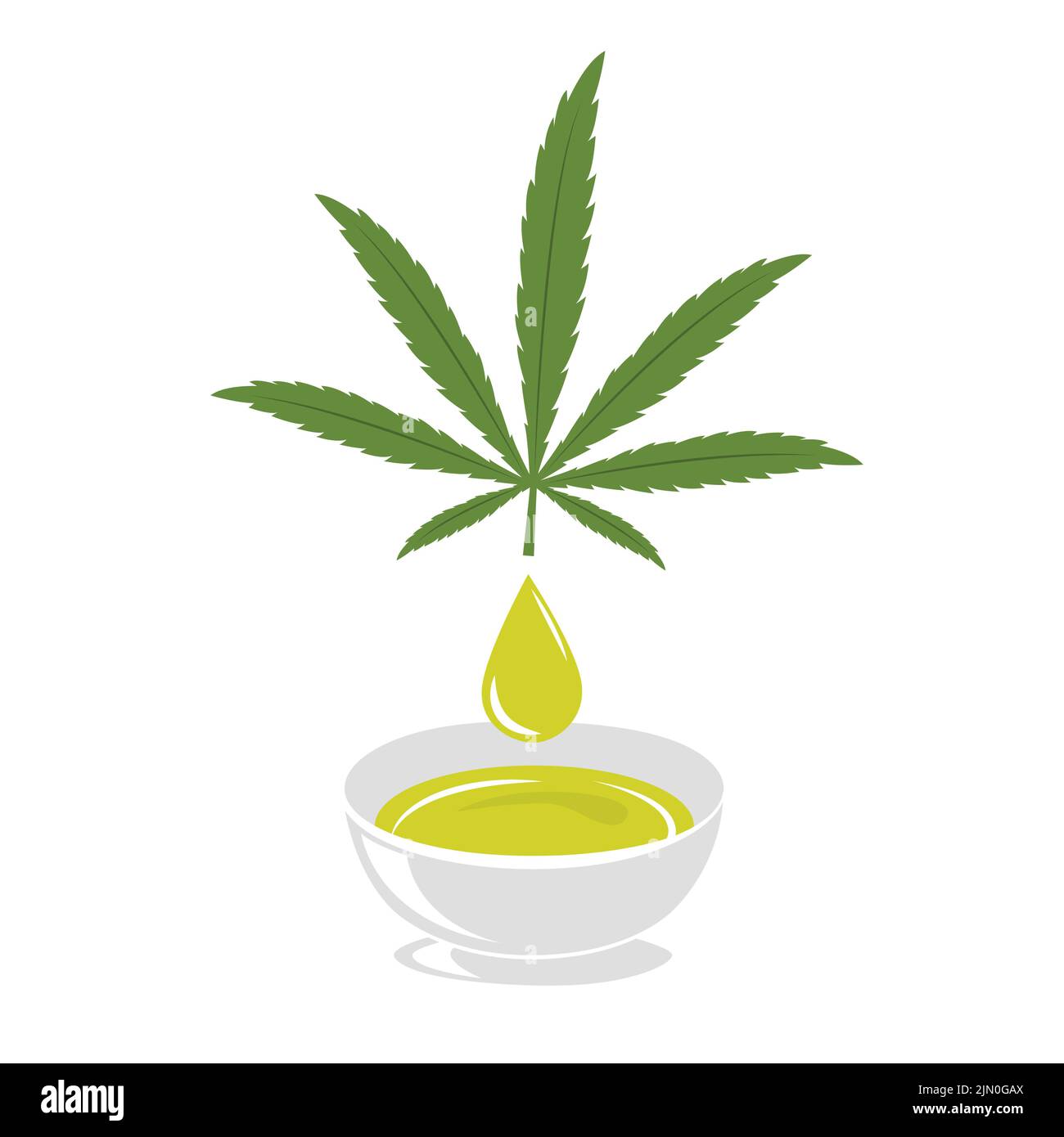 gota de aceite de cannabis hoja de marihuana aislado en blanco Ilustración del Vector
