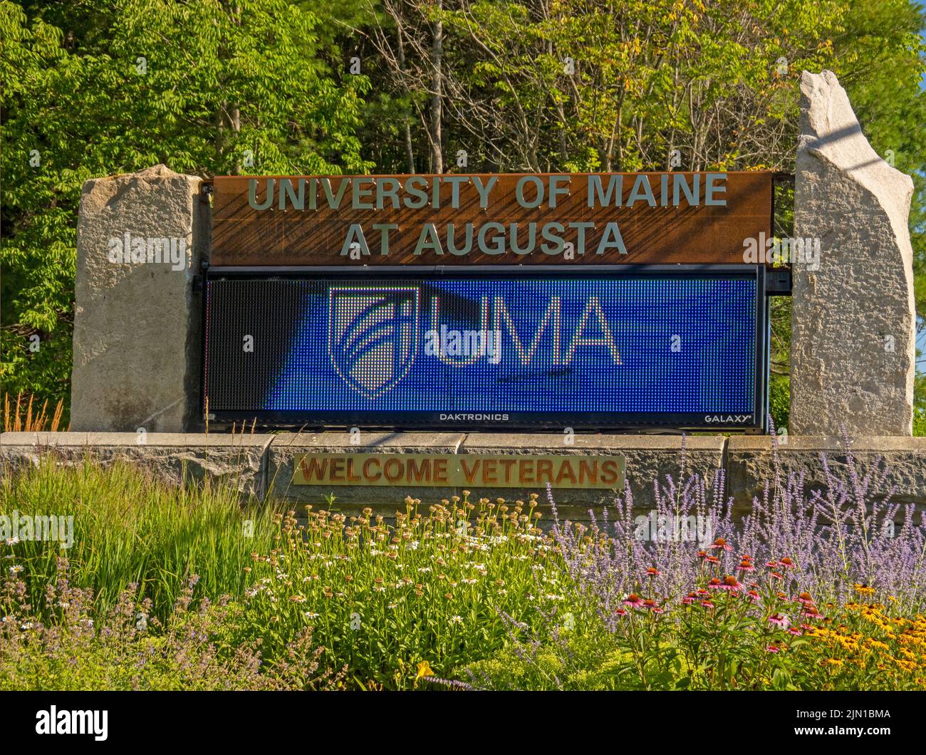Universidad de Maine en el campus de Augusta firmar en Augusta ME Foto de stock