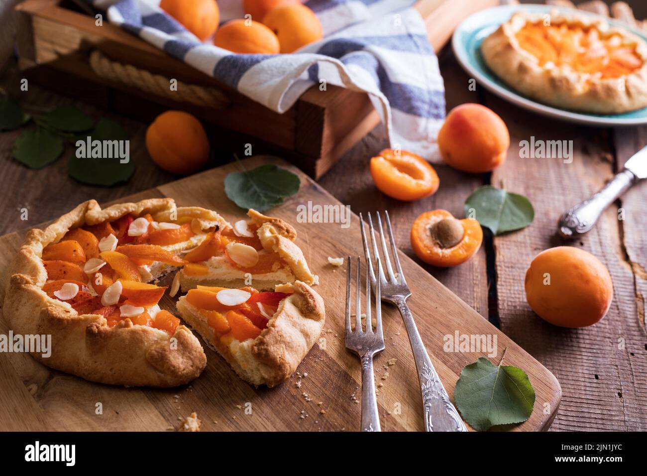 galette con albaricoques - deliciosa pastelería de verano Foto de stock