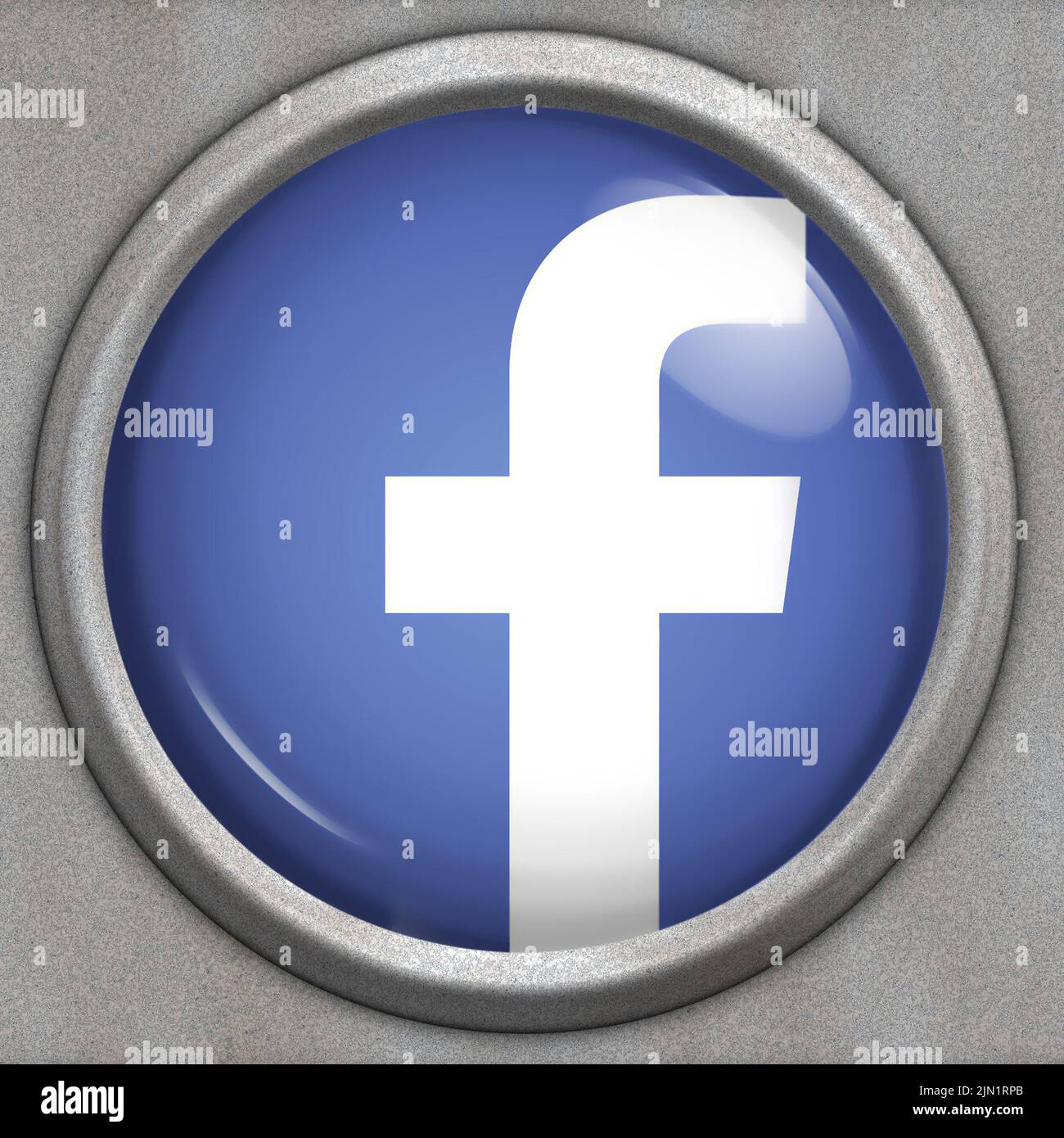 Botón con logotipo del servicio de redes sociales Facebook Foto de stock