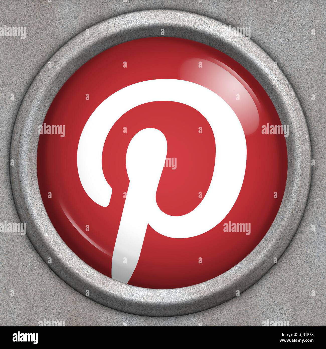 Botón con logotipo del servicio de redes sociales Pinterest Foto de stock