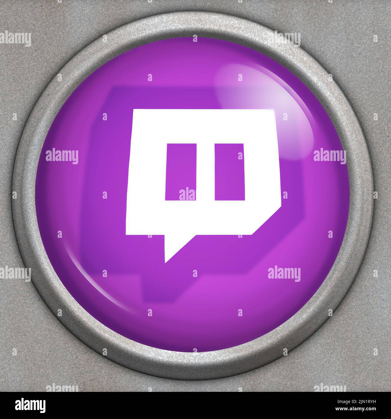 Botón con logotipo del servicio de medios sociales Twitch Foto de stock