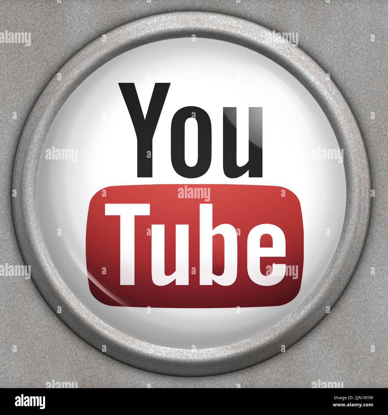 Botón con logotipo del servicio de redes sociales YouTube Foto de stock