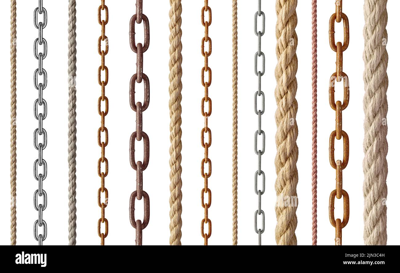 cuerda cadena cadena metal eslabón cable de acero Foto de stock