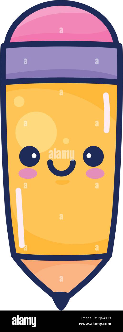 Alimentación escolar lápiz kawaii personaje Imagen Vector de stock - Alamy