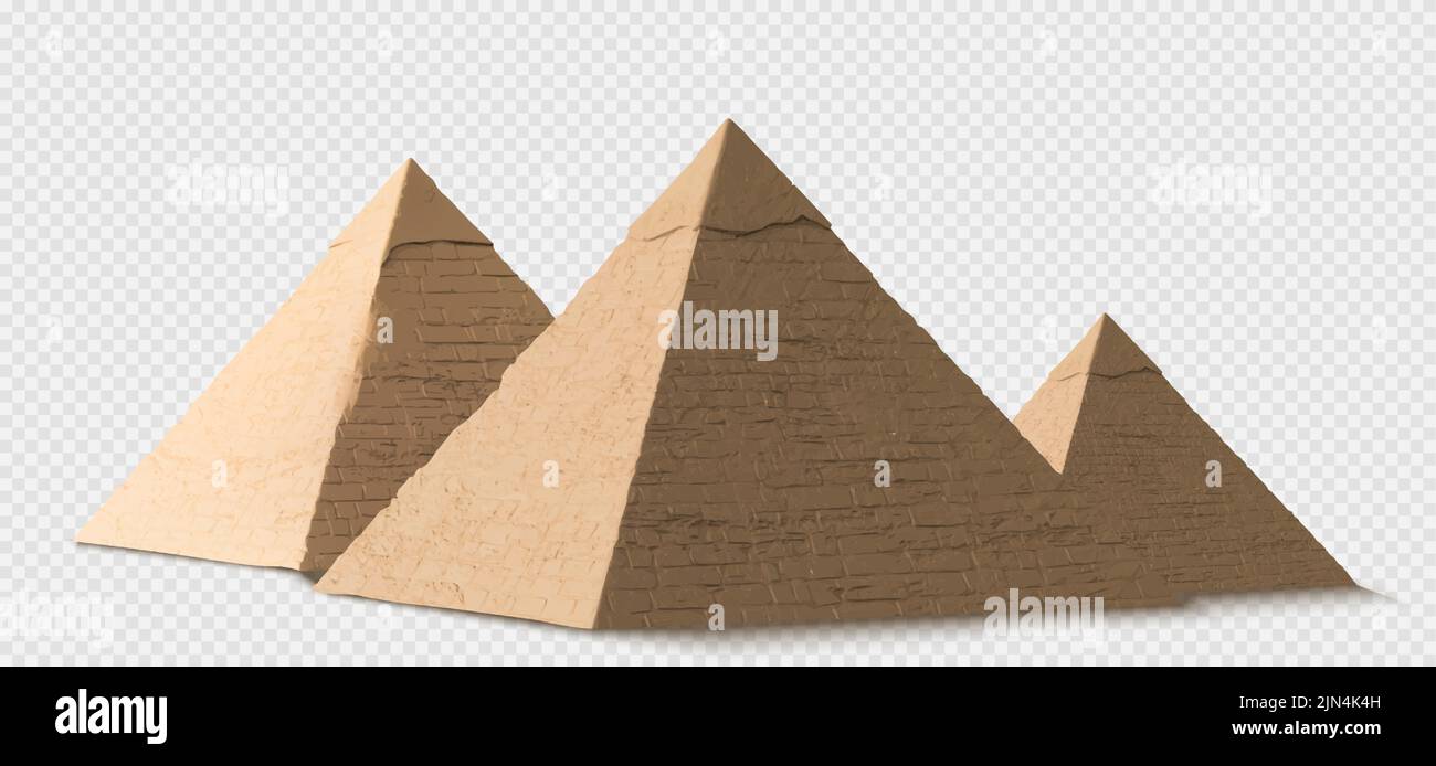 Pirámides egipcias en Giza, tumbas antiguas faraón en África. Famosos edificios históricos antiguos, Maravilla del Mundo en Egipto, gran antigüedad monumentos de arquitectura, vector 3D ilustración Ilustración del Vector