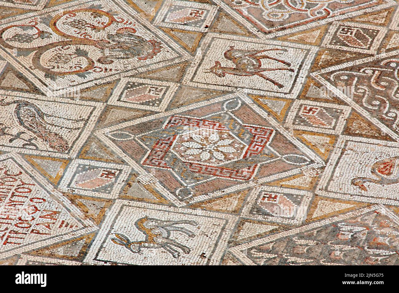 Jordania, sitio arqueológico de Jerash, mosaico Foto de stock