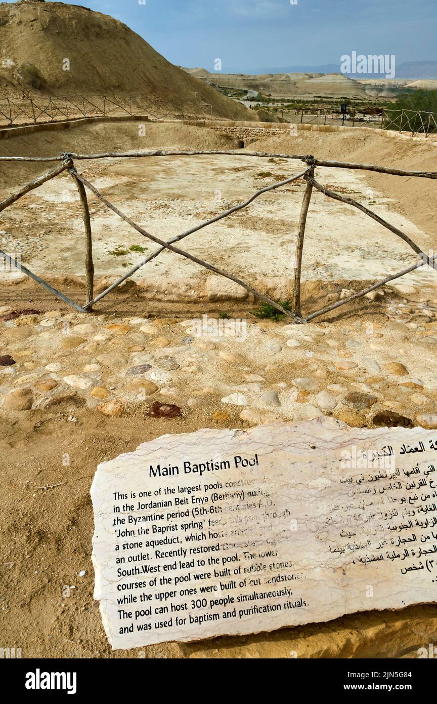 Jordania, Betania, Sitio de Betania a orillas del Jordán, lugar donde Juan el Bautista bautizó a Jesús Foto de stock