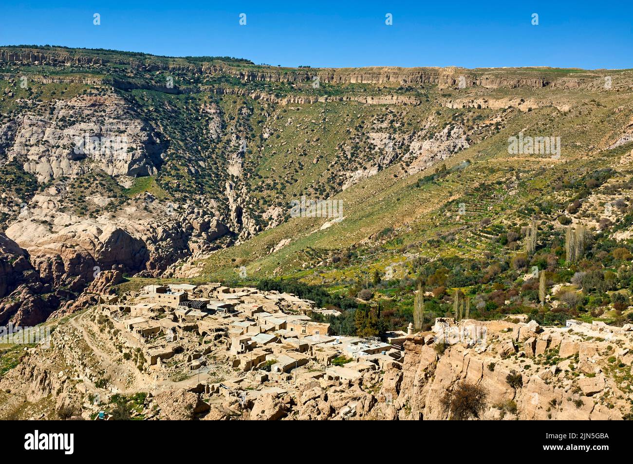 Jordania, Dana Village en el Parque Nacional Dana Foto de stock