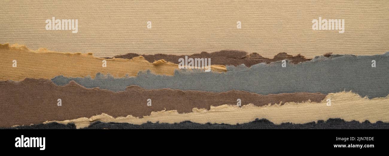 paisaje abstracto en tonos pastel tierra - una colección de papeles hechos a mano, pancarta web Foto de stock