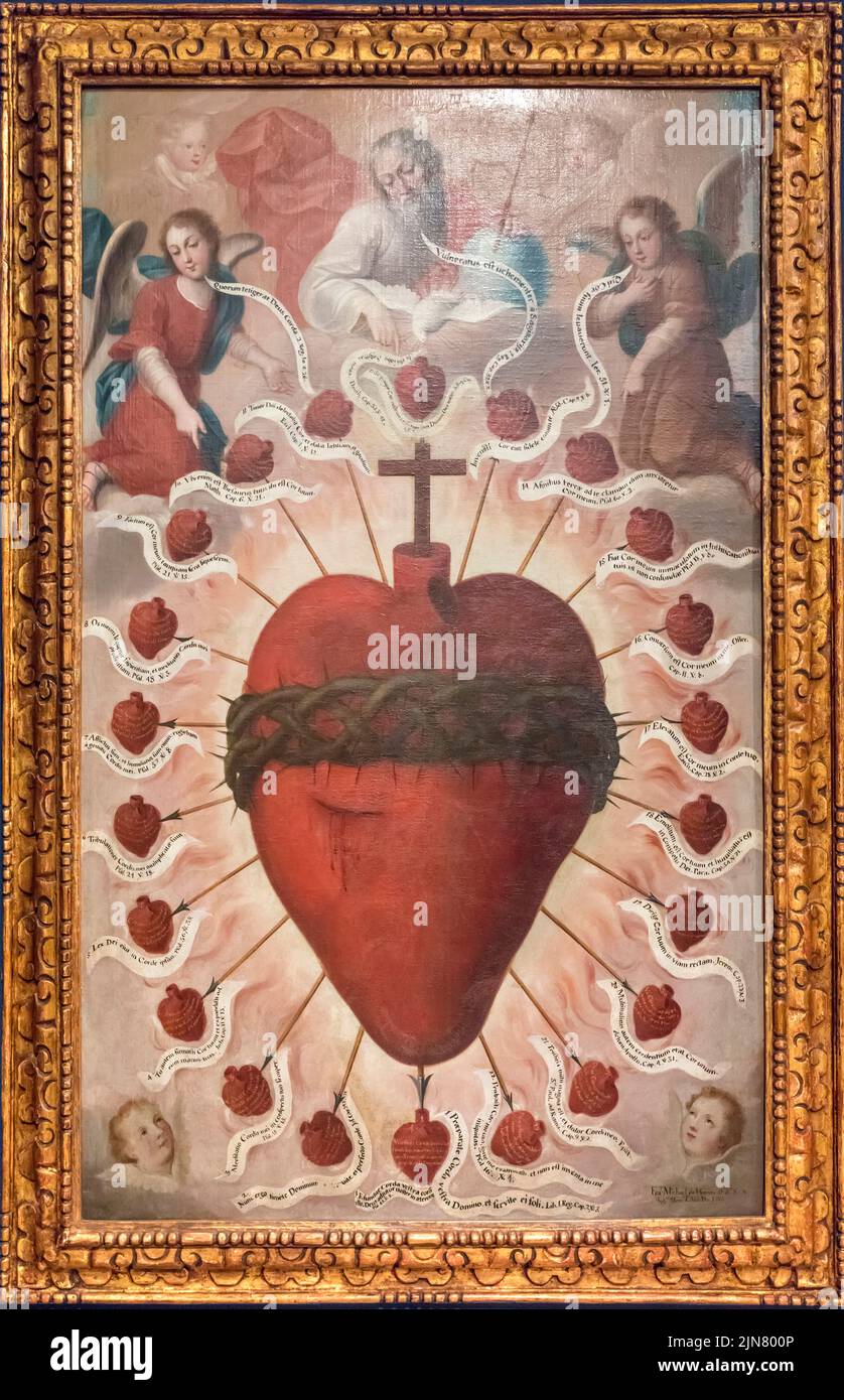 Alegoría al Sagrado Corazón de Jesús por Fray Miguel de Herrera 1747 Foto de stock