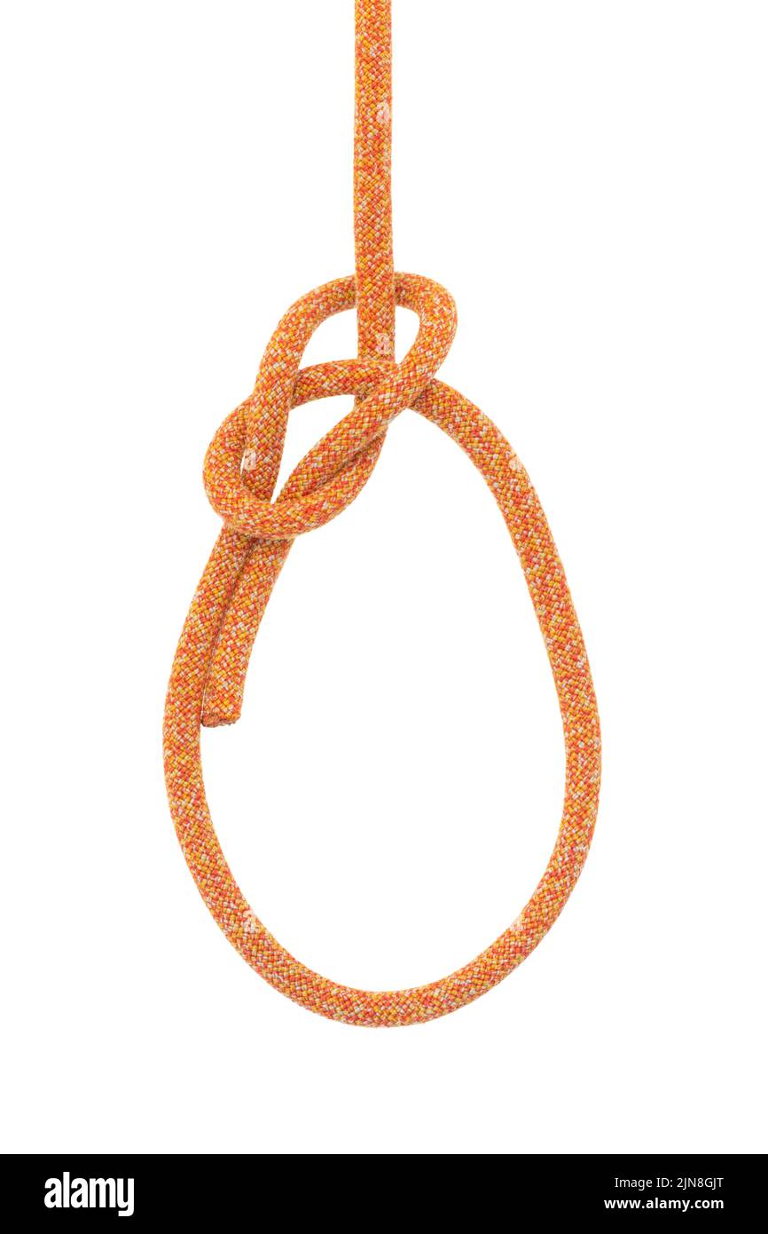 El arco es un nudo antiguo y simple utilizado para formar un lazo fijo en el extremo de una cuerda Foto de stock