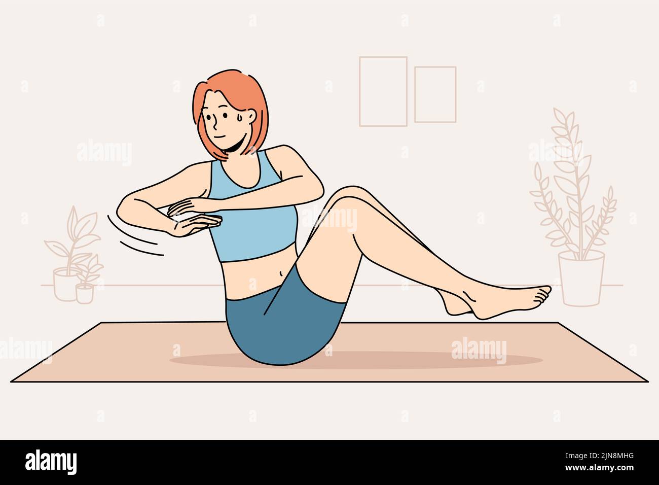 Young woman physical exercises vector illustration fotografías e
